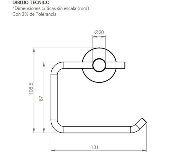 Porta Rollo Benton Cromo - Imagen 2