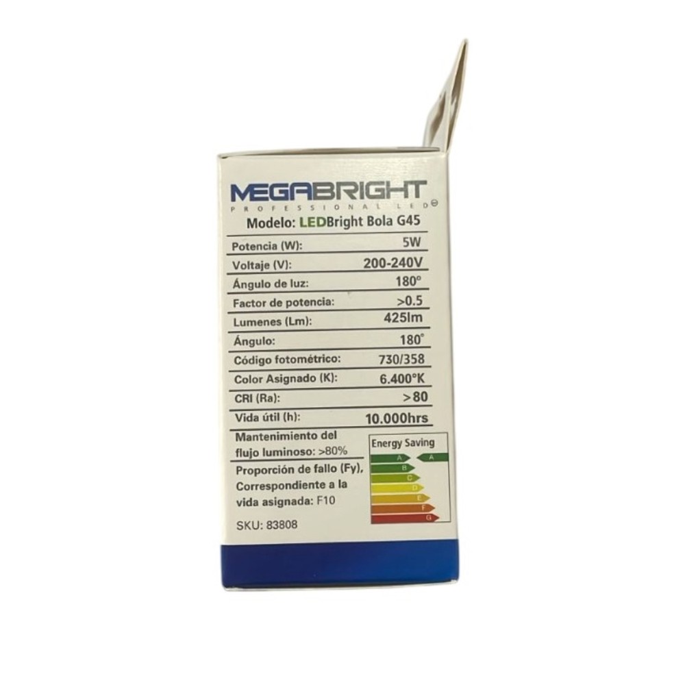 Ampolleta Led Bright Bola G45 5w 6400k E-27 Luz Fría - Imagen 3