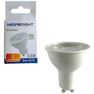 Ampolleta LED 5.5 Watt GU10 / Luz calida 3.000k Megabright