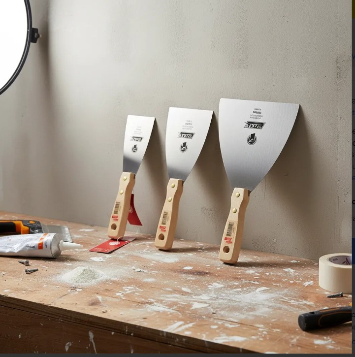 Set Espátulas Metálicas Borde Liso 60 Mm 100 Mm Y 140 Mm